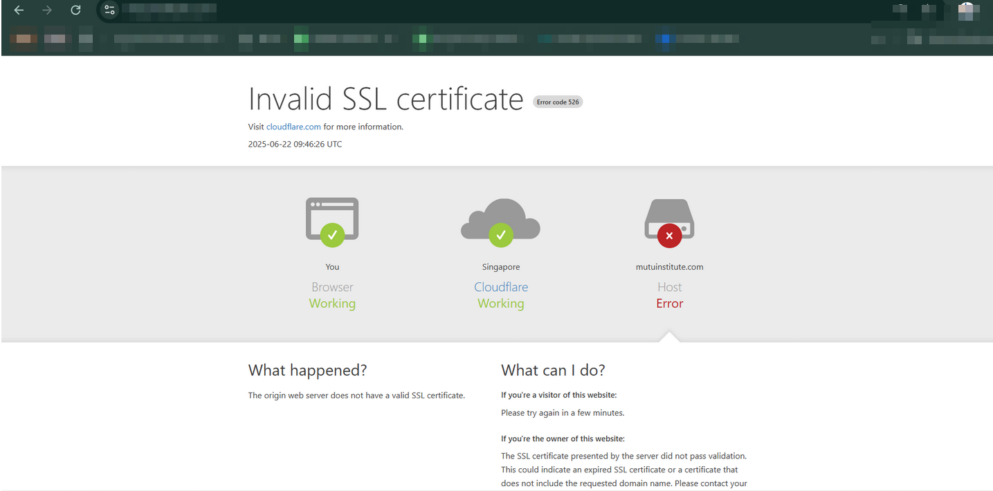 Error 526 Cloudflare