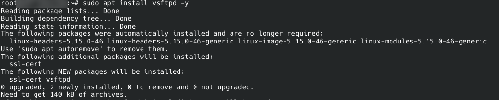 Instal layanan vsftpd