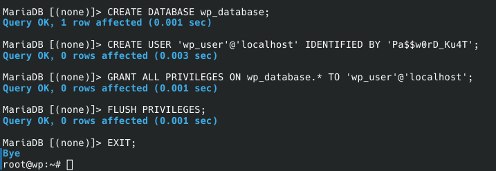 Buat database dan user