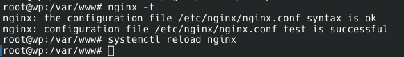 Cek konfigurasi dan reload Nginx