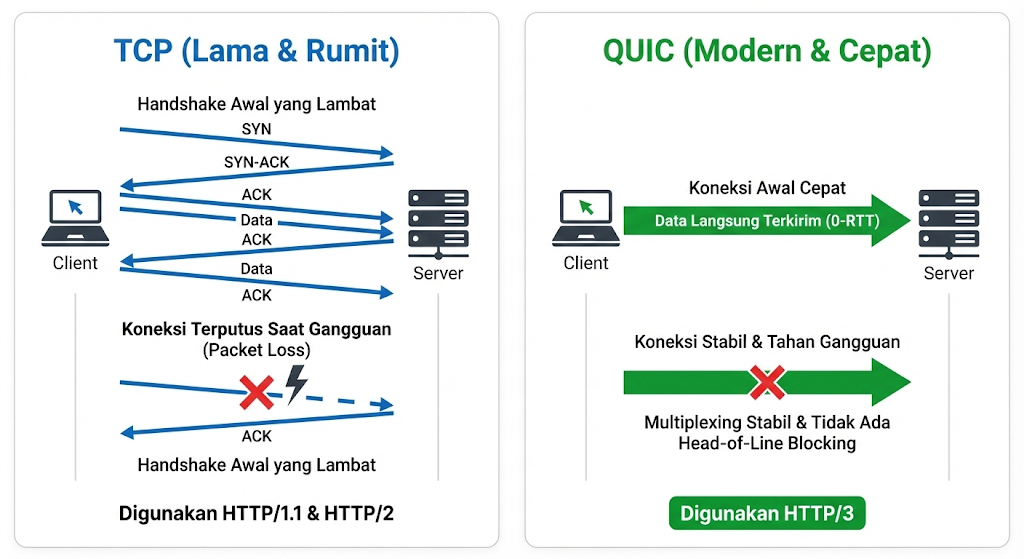 Perbandingan Cara Kerja HTTP/1.1, HTTP/2, dan HTTP/3