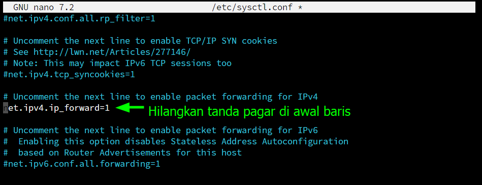 Mengaktifkan IP Forwarding