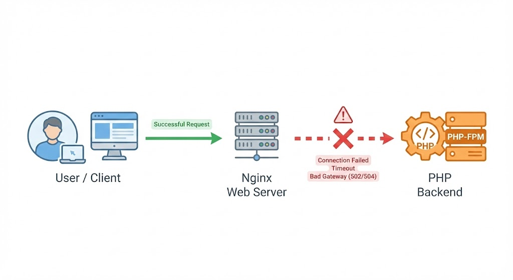 Alur Koneksi Bad Gateway 502 or 504