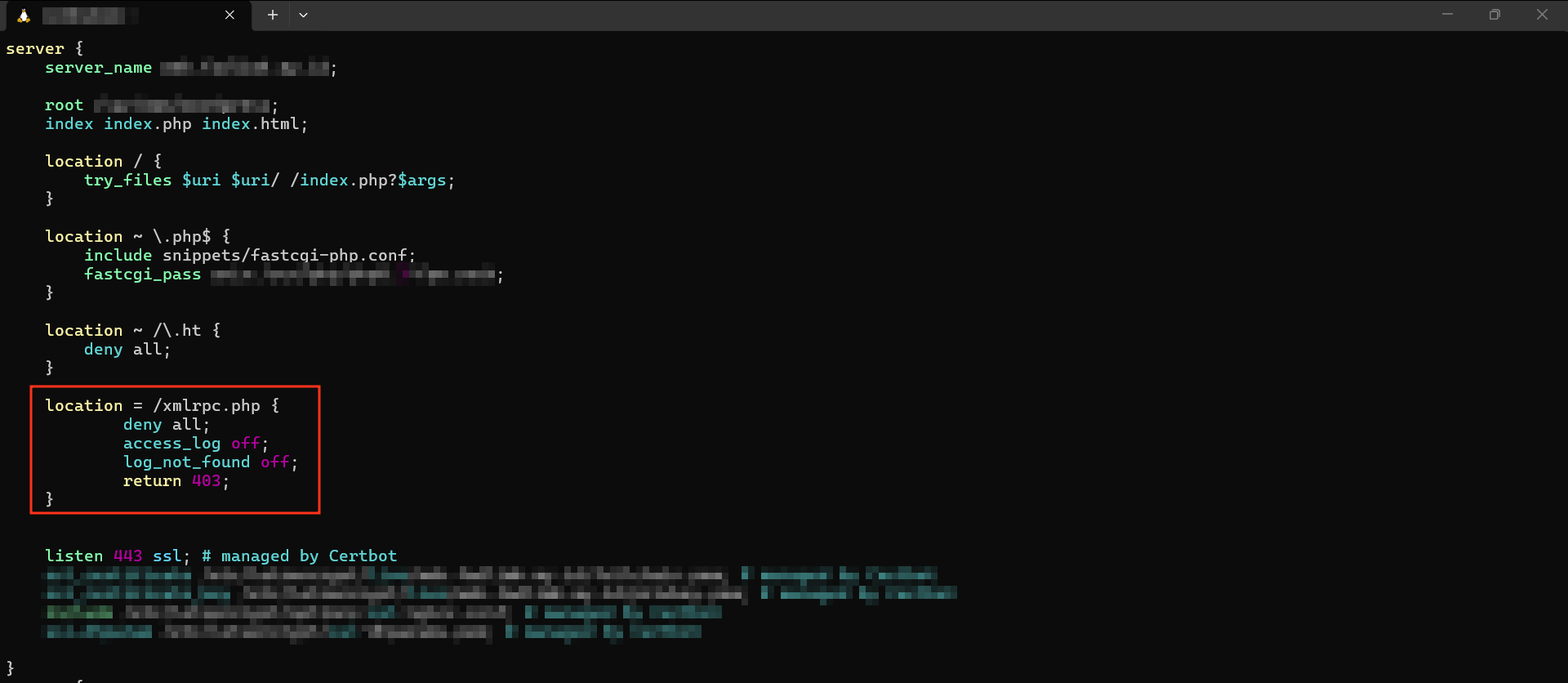 Konfigurasi Penambahan Block xmlrpc.php