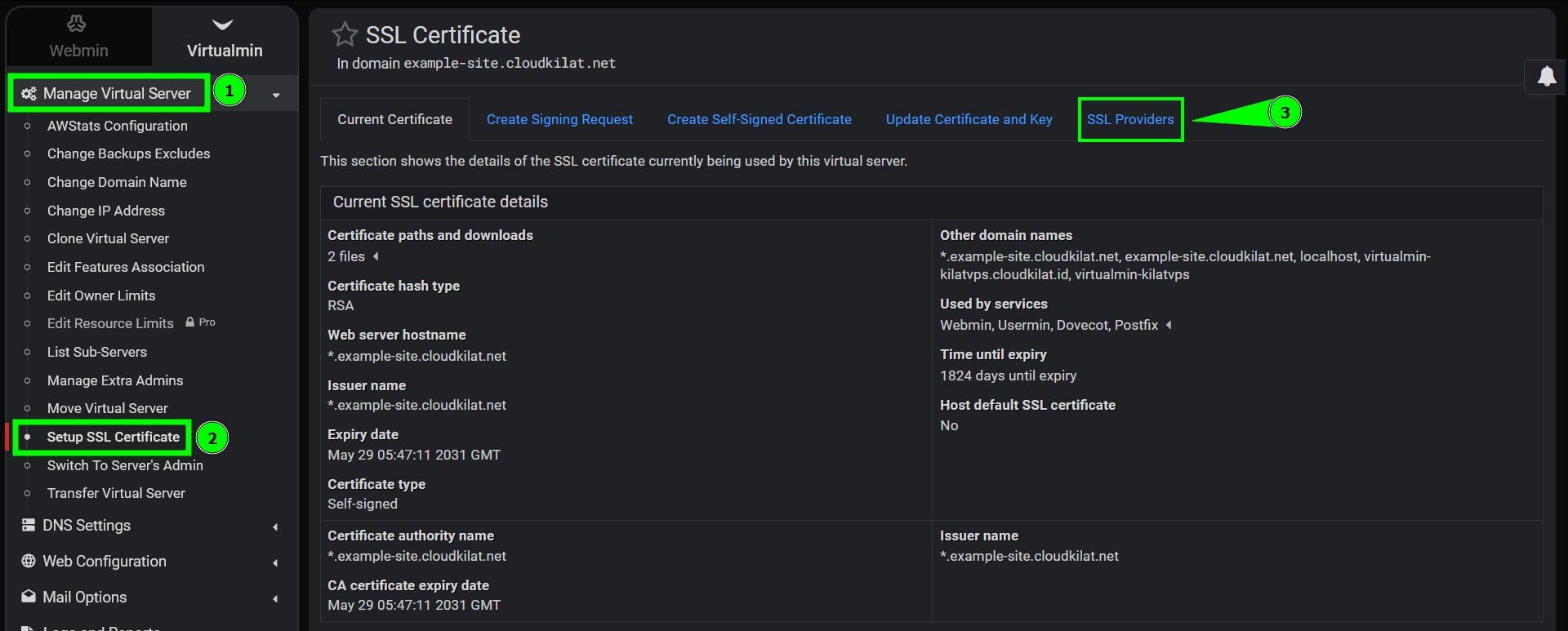 Navigasi ke menu Setup SSL Certificate