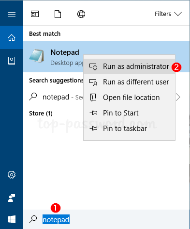 notepad run as admin