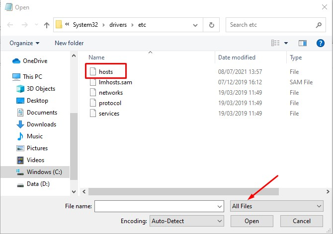 open file hosts