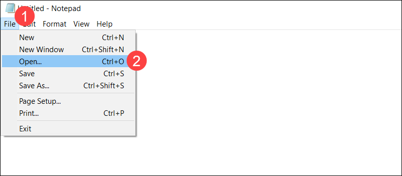open file notepad
