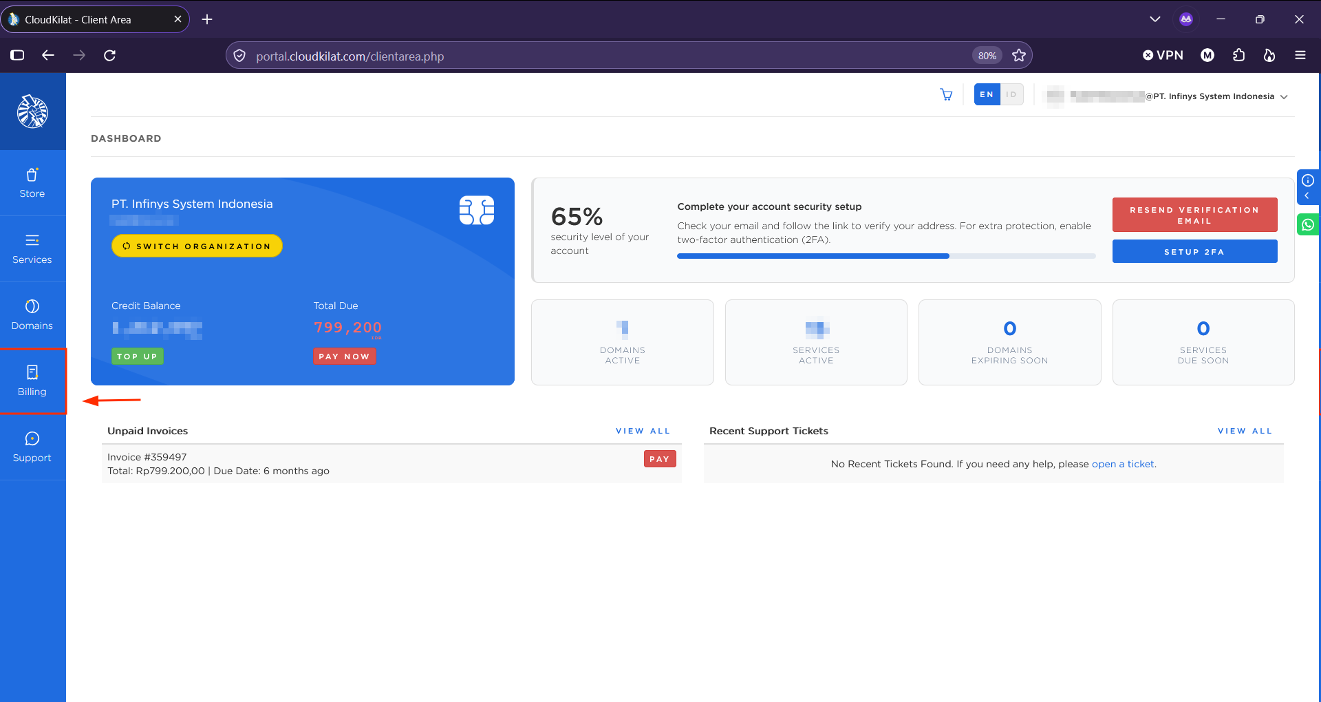 Dashboard Portal Client CK