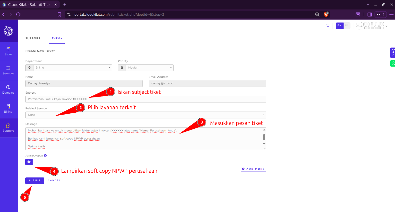 lengkapi form tiket