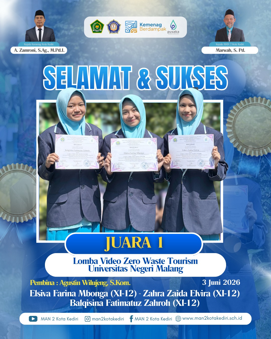 Juara 1 Lomba Video Zero Waste Tourism Universtas Negeri Malang