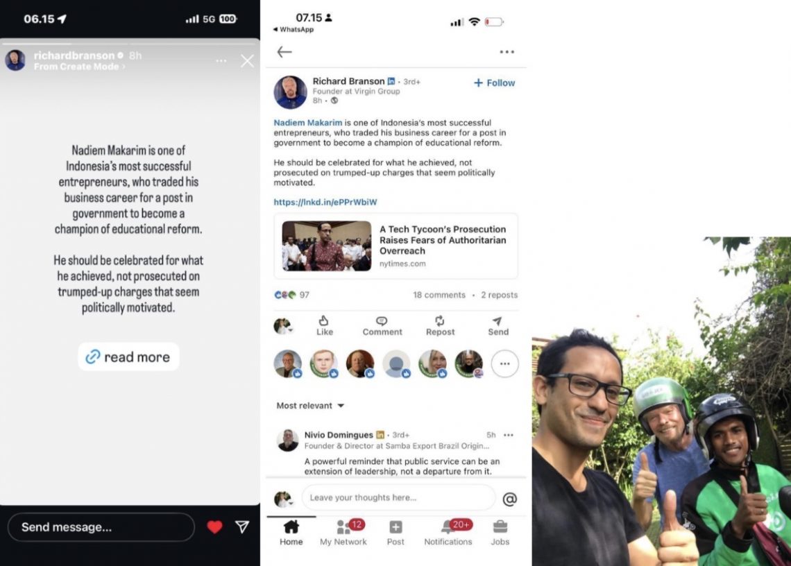 Kasus Nadiem Makarim Jadi Sorotan Internasional, Richard Branson Angkat Suara