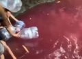 Air Kolam Gunung Sindur Bogor Berubah Merah, Warga Ramai Mengambil