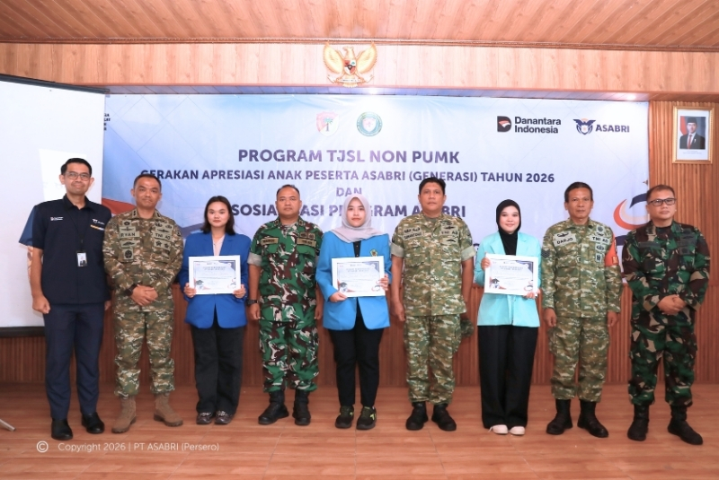 ASABRI menyalurkan dukungan pendidikan Rp98 juta kepada 28 anak peserta berprestasi melalui Program GENERASI 2026.