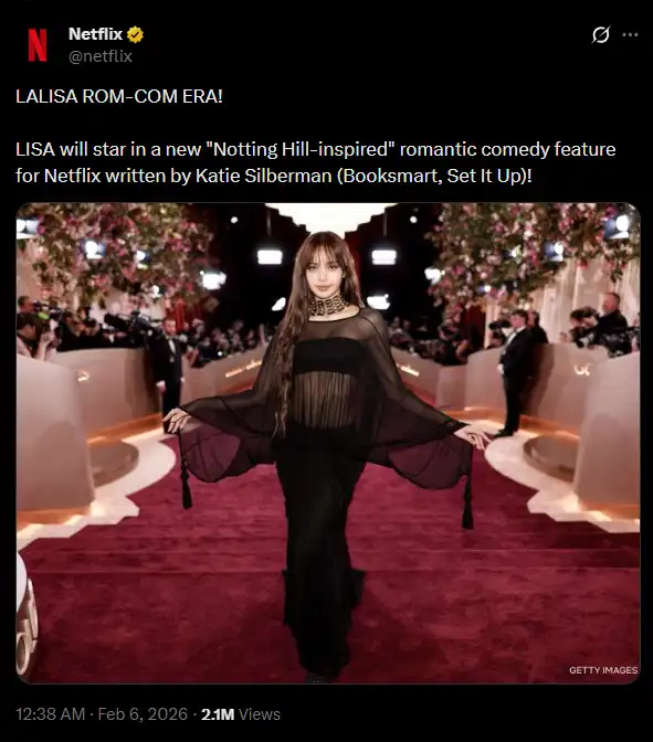 Lisa BLACKPINK Resmi Bintangi Film Komedi Romantis Netflix