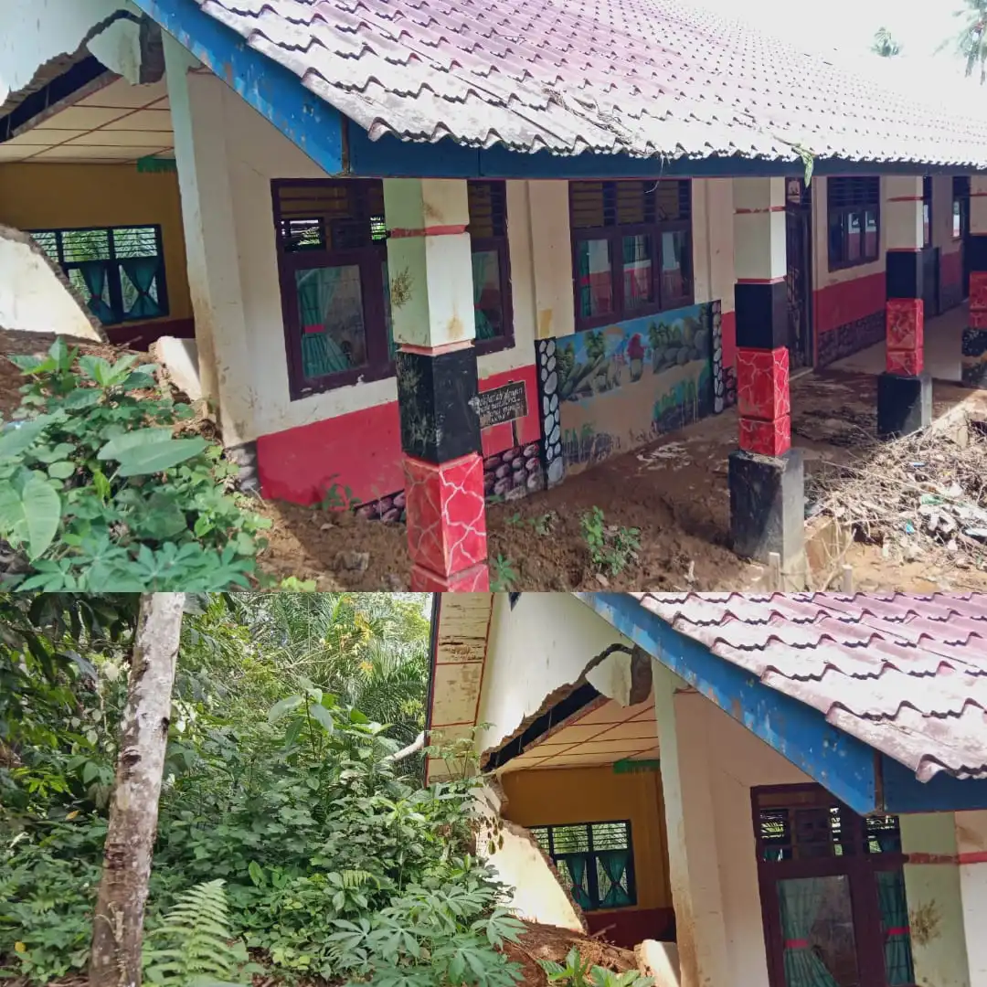 Longsor Rusak Ruang Kelas SDN 101303 Batu Godang, Sekolah Butuh Alat Berat