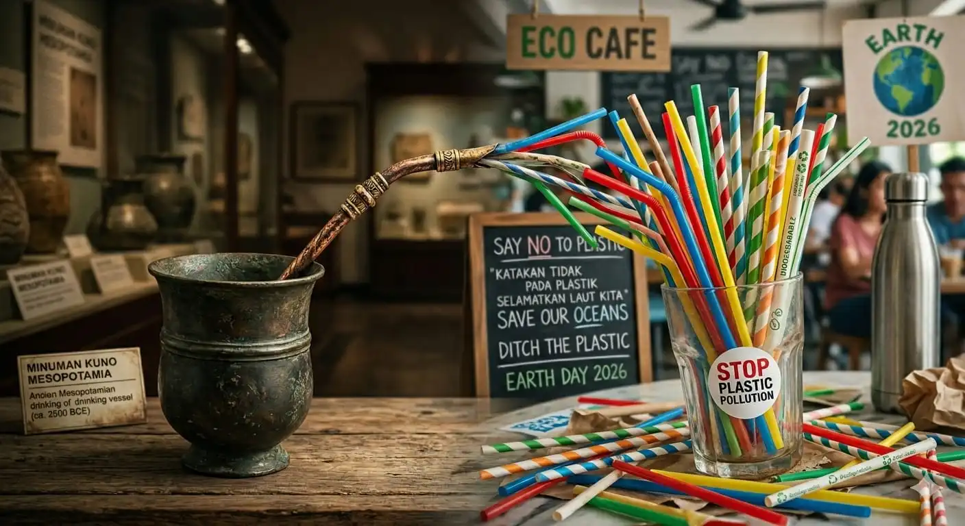 Sejarah Panjang Sedotan,Mulai Dari Bahan Rumput, Kertas,Logam Hingga Plastik