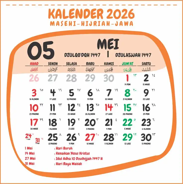 Penyelamat Lelah Kerja: Deretan Tanggal Merah Mei 2026