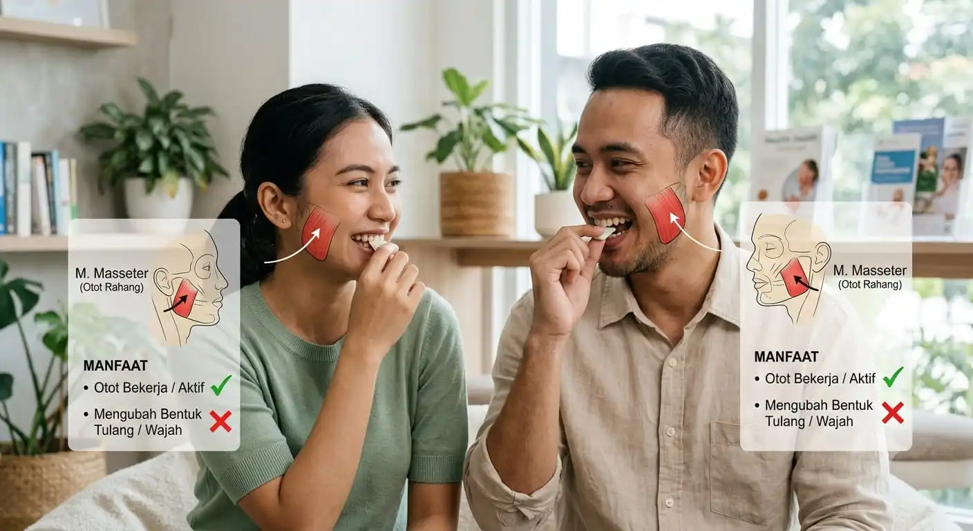 Benarkah Mengunyah Permen Karet Bisa Mempertegas Rahang?