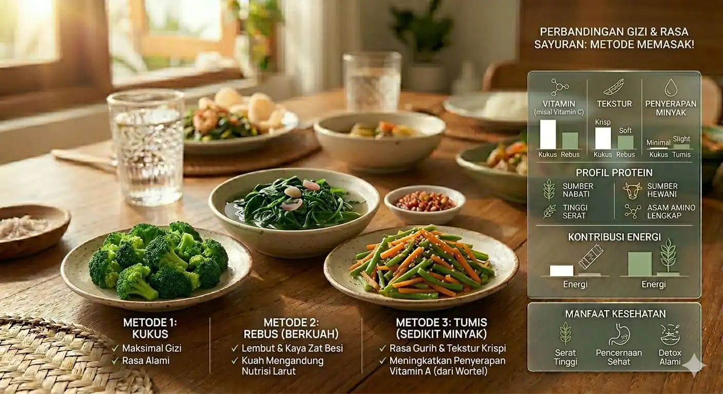 Sayur Direbus, Dikukus, atau Ditumis: Mana yang Paling Sehat?