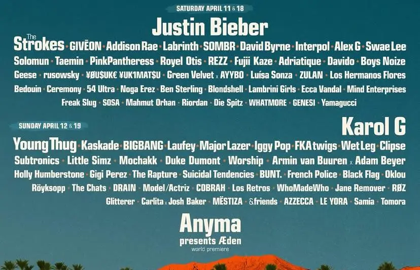 Daftar Lengkap Lineup Coachella 2026: Justin Bieber, BIGBANG hingga Karol G