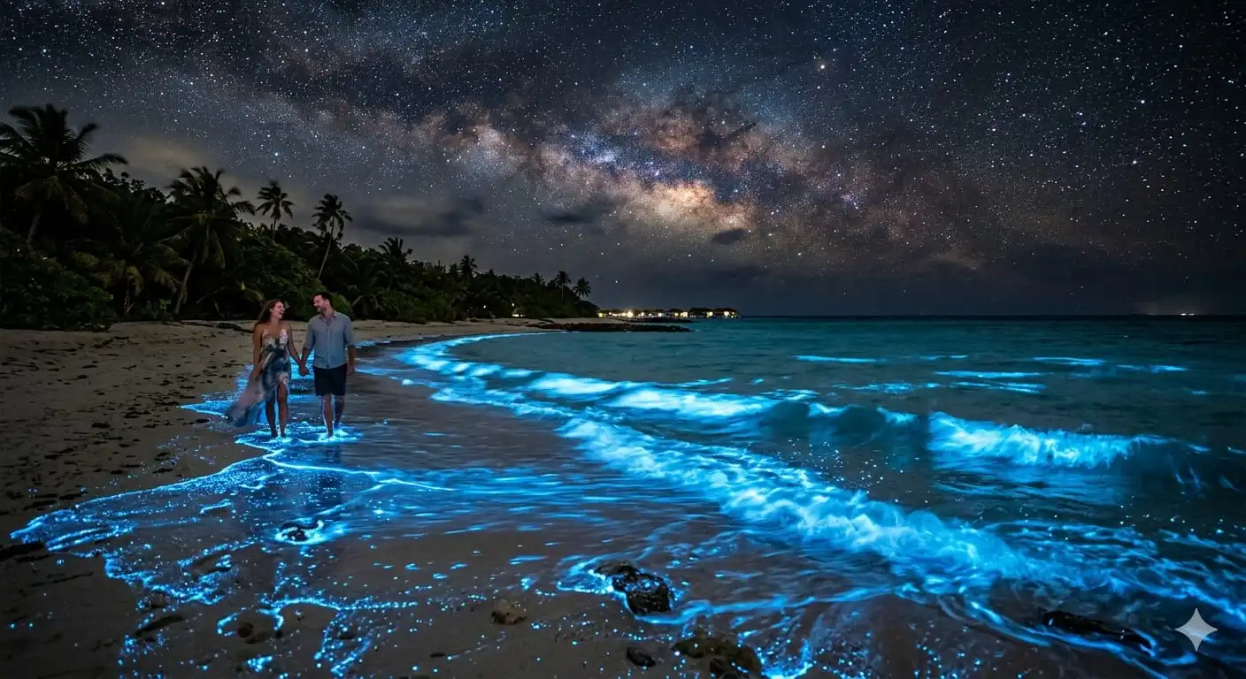 Vaadhoo Island, Pulau Laut Bercahaya di Maladewa yang Tampak Seperti Langit Penuh Bintang
