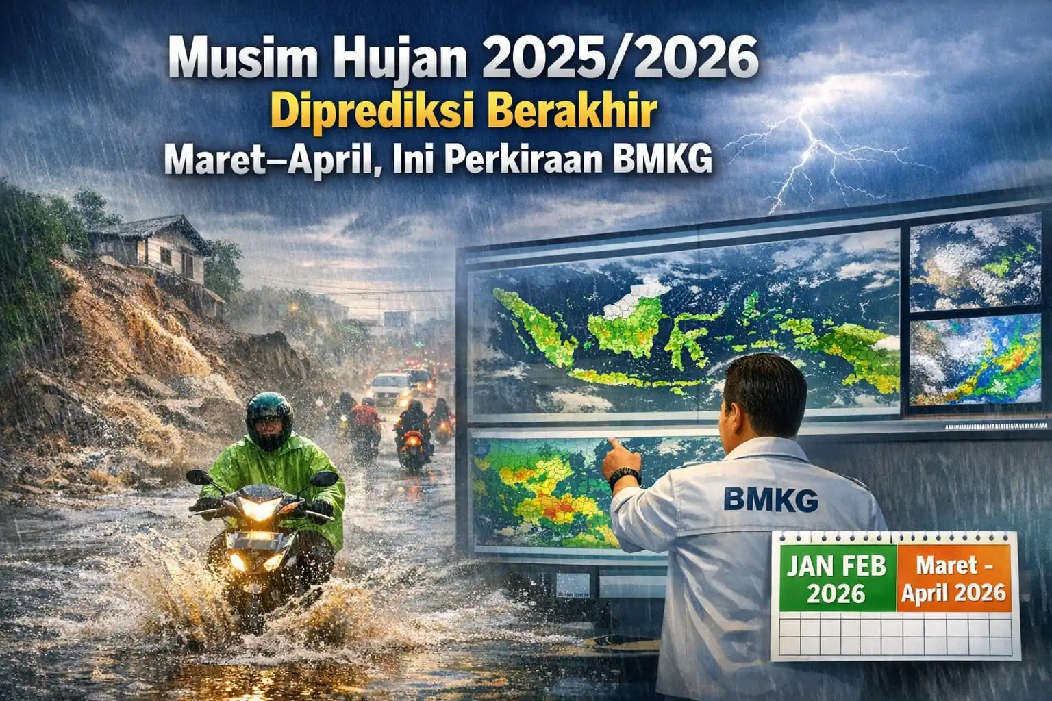 Musim Hujan 2025/2026 Diprediksi Berakhir Maret–April, Ini Perkiraan BMKG