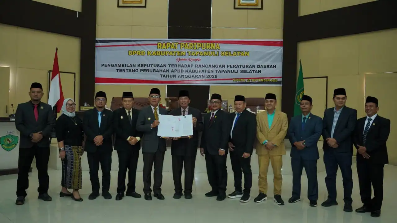 DPRD Tapsel Setujui Ranperda Perubahan APBD 2026, Bupati Tekankan Percepatan Program Pembangunan