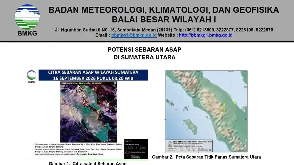 Sumatera Utara Masih Terpapar Kabut Asap, BMKG Pantau Titik Panas di 6 Wilayah  