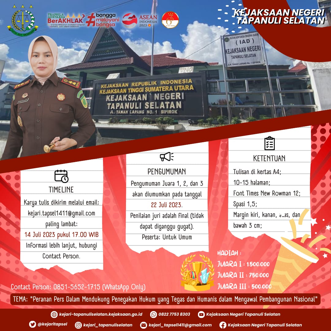 Sambut HBA Ke-63, Kejari Tapsel Gelar Lomba Karya Tulis Ilmiah, Ini Syarat dan Ketentuannya