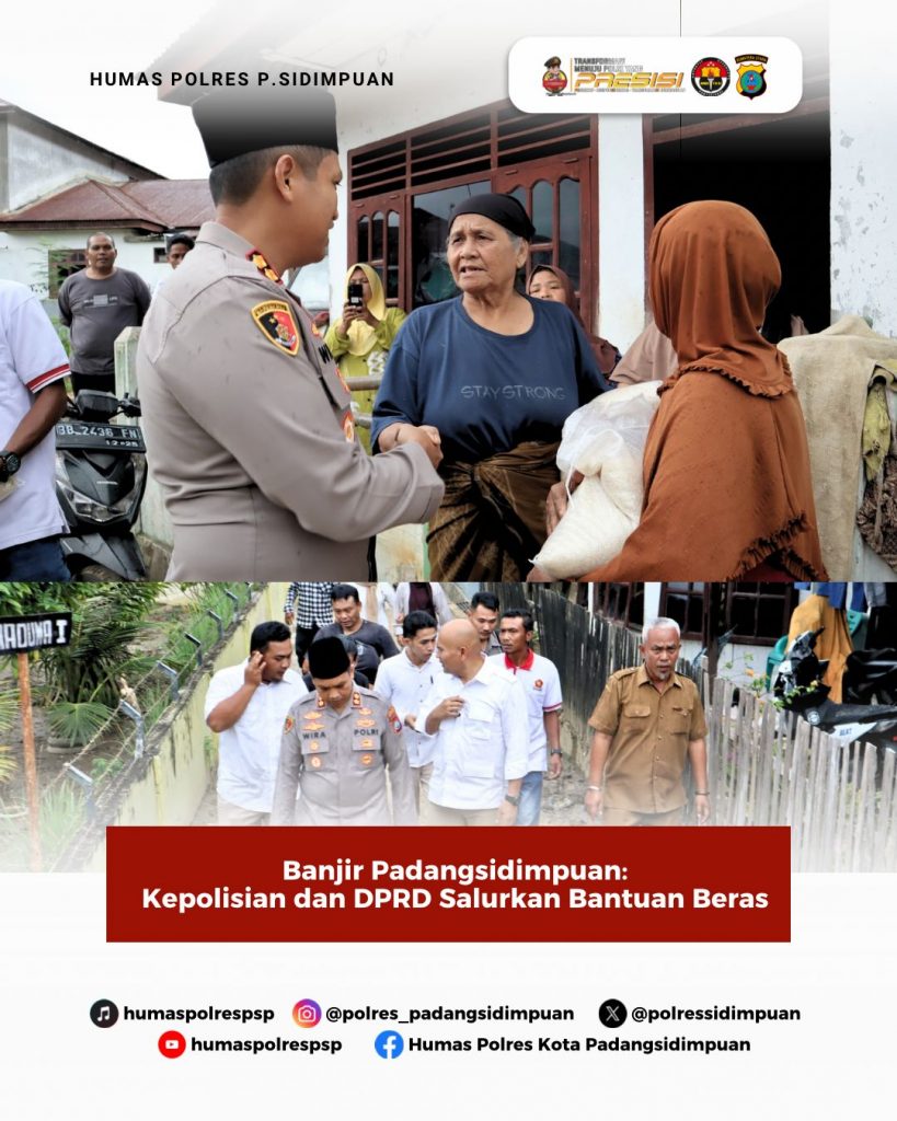Banjir Padangsidimpuan: Kepolisian dan DPRD Salurkan Bantuan Beras