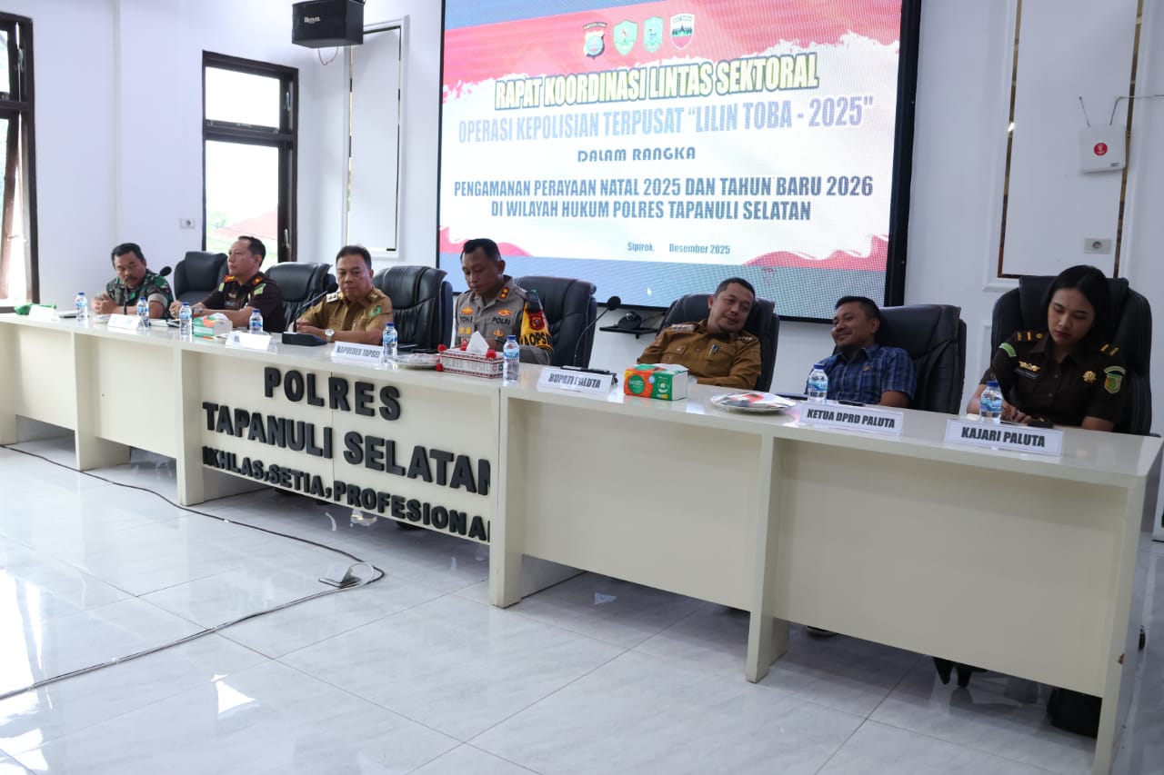 Rakor Lintas Sektoral Nataru 2025–2026, Pemkab Tapsel dan Polres Perkuat Sinergi Hadapi Cuaca Ekstrem