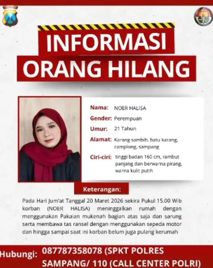 Pergi Kenakan Mukena, Mahasiswi di Sampang Dilaporkan Hilang,