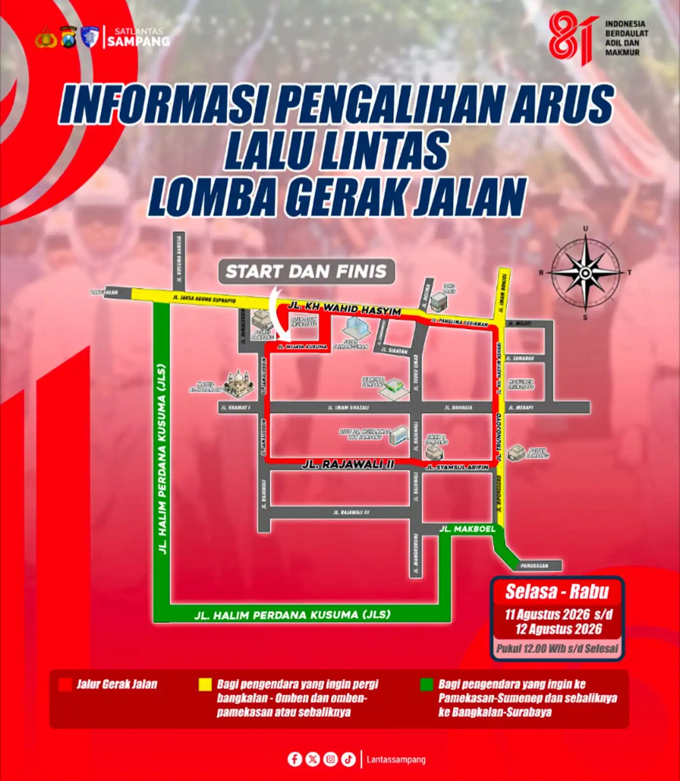 Besok Lomba Gerak Jalan di Sampang, Polisi Berlakukan Rekayasa Lalu Lintas