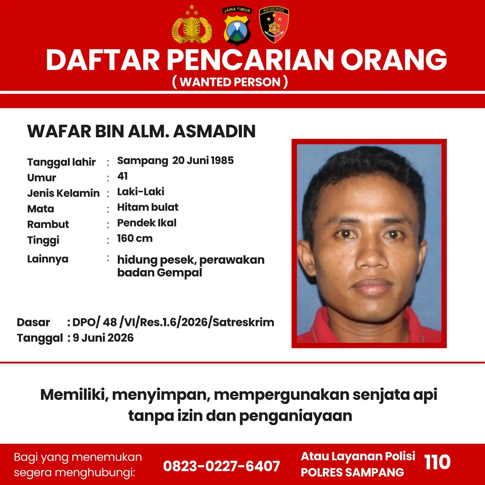 Polisi Terbitkan DPO Pelaku Penembakan di Robatal Sampang