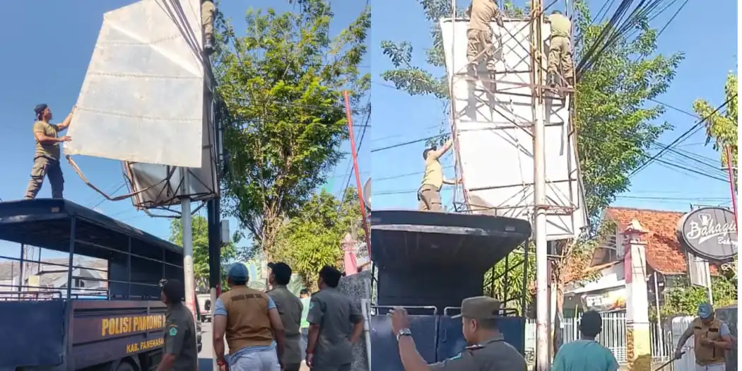 Langgar Aturan, Ratusan Reklame di Pamekasan Ditertibkan