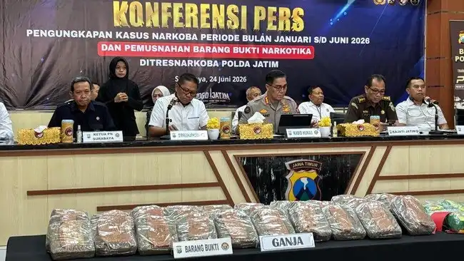 Kasus Narkotika Meningkat Selama Januari-Juni 2026, Polda Jatim Tangkap 4.061 Tersangka