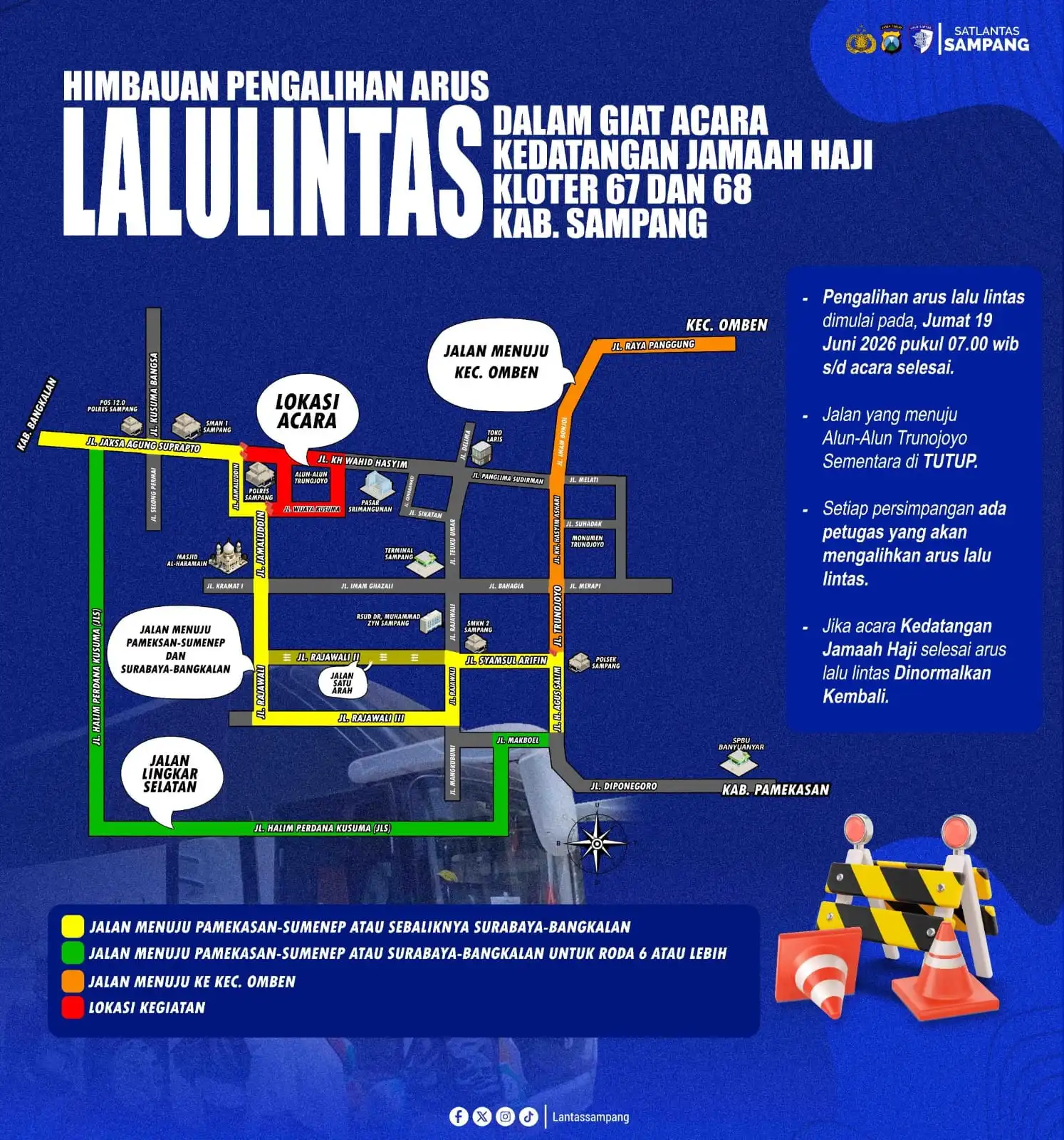 Catat Rutenya! Ini Skema Pengalihan Arus Jelang Kedatangan Jemaah Haji Sampang