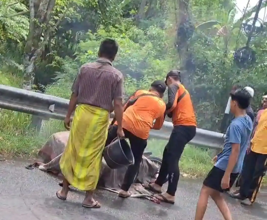 Motor Terbakar di Jalan Raya Ketapang Sampang, BPBD: Kami Bantu Lakukan Pemadaman