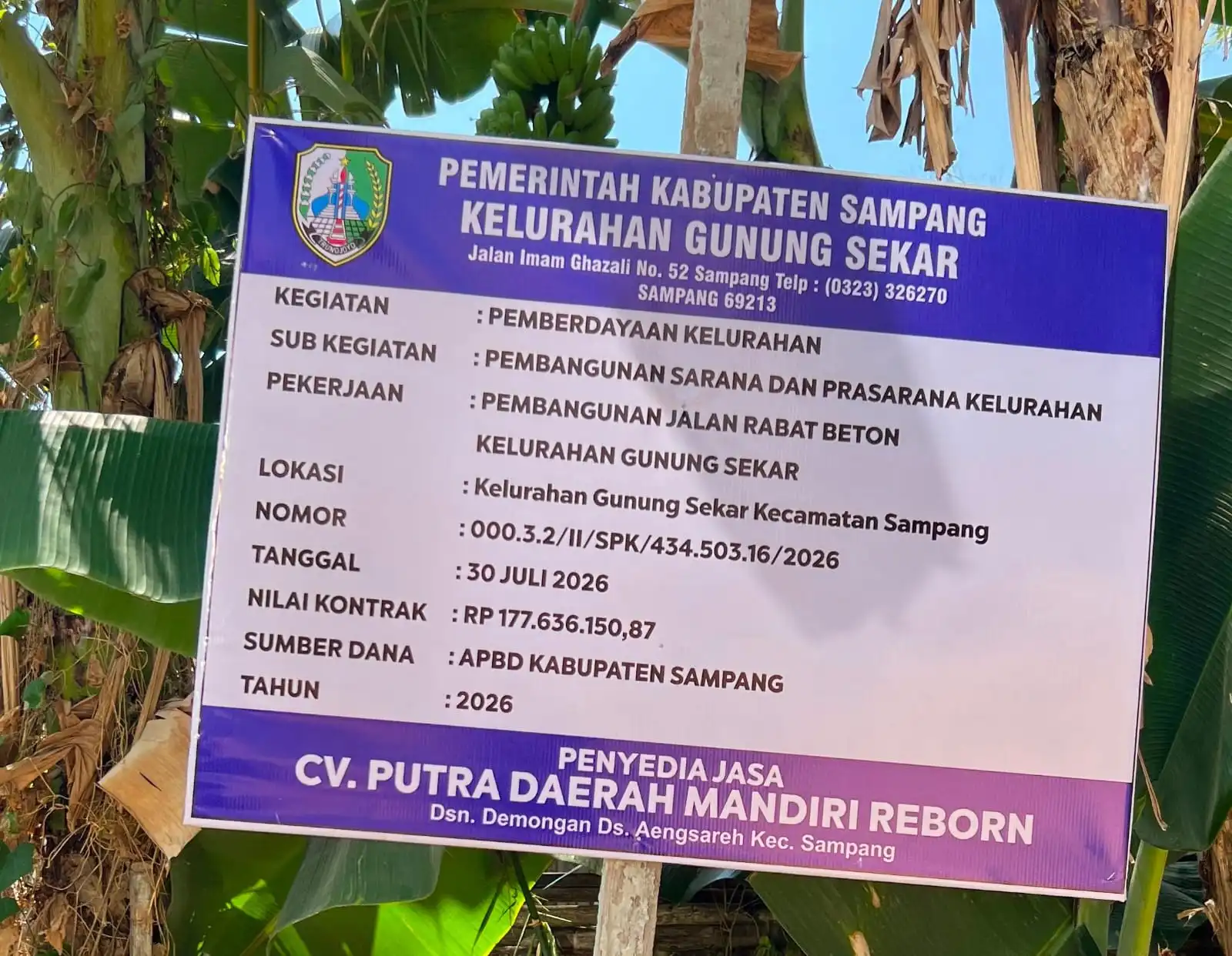 Proyek Rabat Beton Rp177 Juta Belum Digarap, Lurah di Sampang Sebut Pelaksana Masih Antre Material