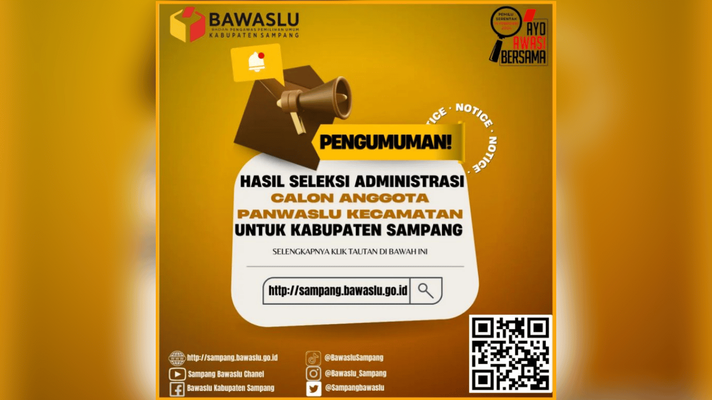 Bawaslu Kabupaten Sampang Umumkan Hasil Seleksi Panwaslu Kecamatan