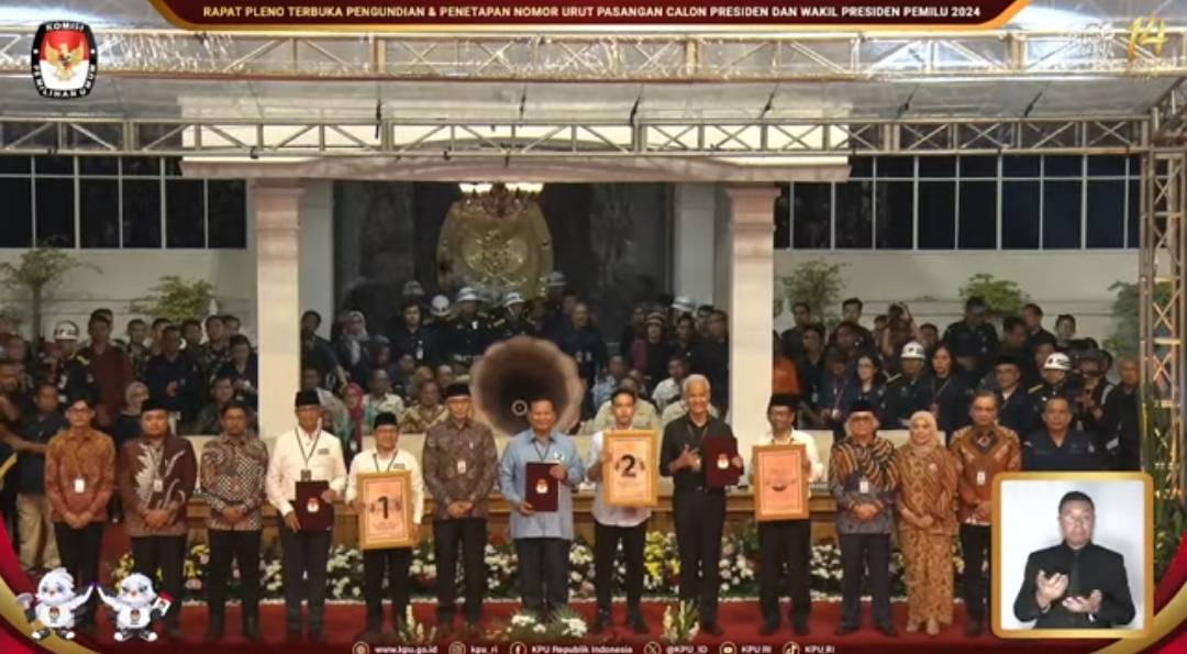 KPU Resmi Umumkan Nomor Urut Capres Cawapres