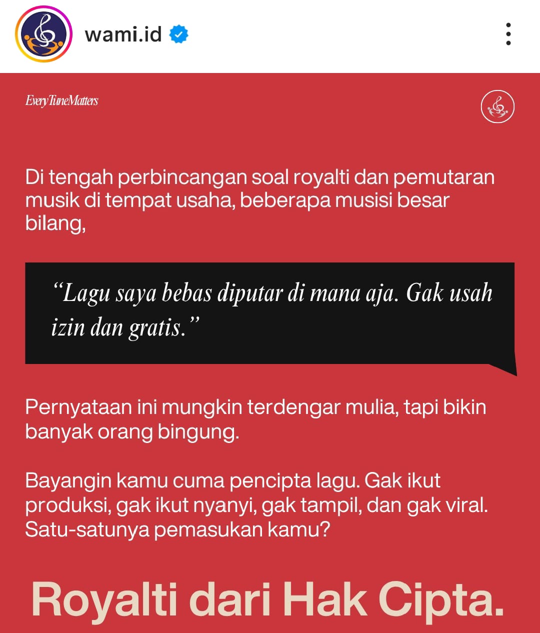LMKN Tegaskan Royalti Tetap Wajib Dibayar Meski Banyak Musisi Bebaskan Lagunya