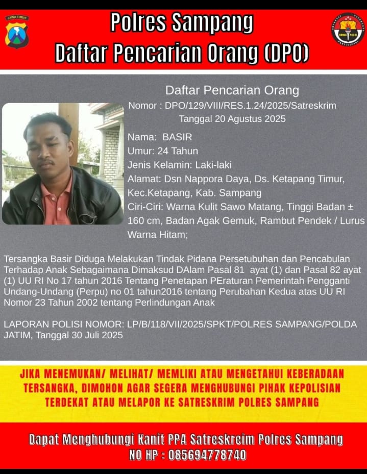 Sebulan Penyelidikan, Polisi Akhirnya Tetapkan Basir DPO Kasus Pencabulan