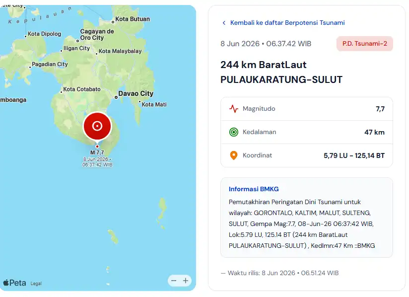 Gempa Magnitudo 7,7 Guncang Filipina, BMKG Keluarkan Peringatan Dini Tsunami di RI!