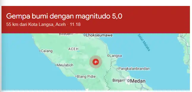 Gempa Terbesar Sepekan Ini! M 5,6 Guncang Gayo Lues Aceh, Warga Sempat Berhamburan