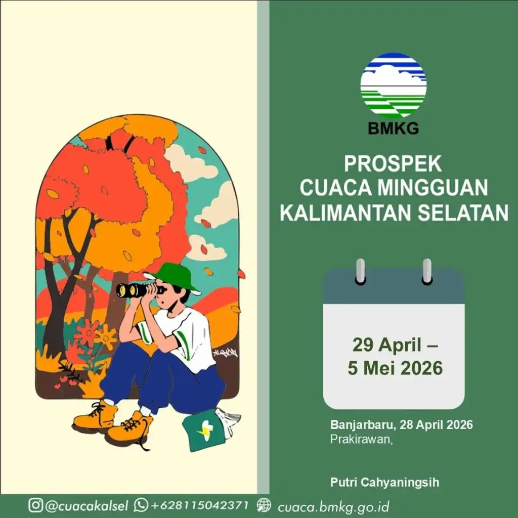 Cuaca Kalsel Sepekan: Hujan Disertai Petir dan Angin Kencang Perlu Diwaspadai