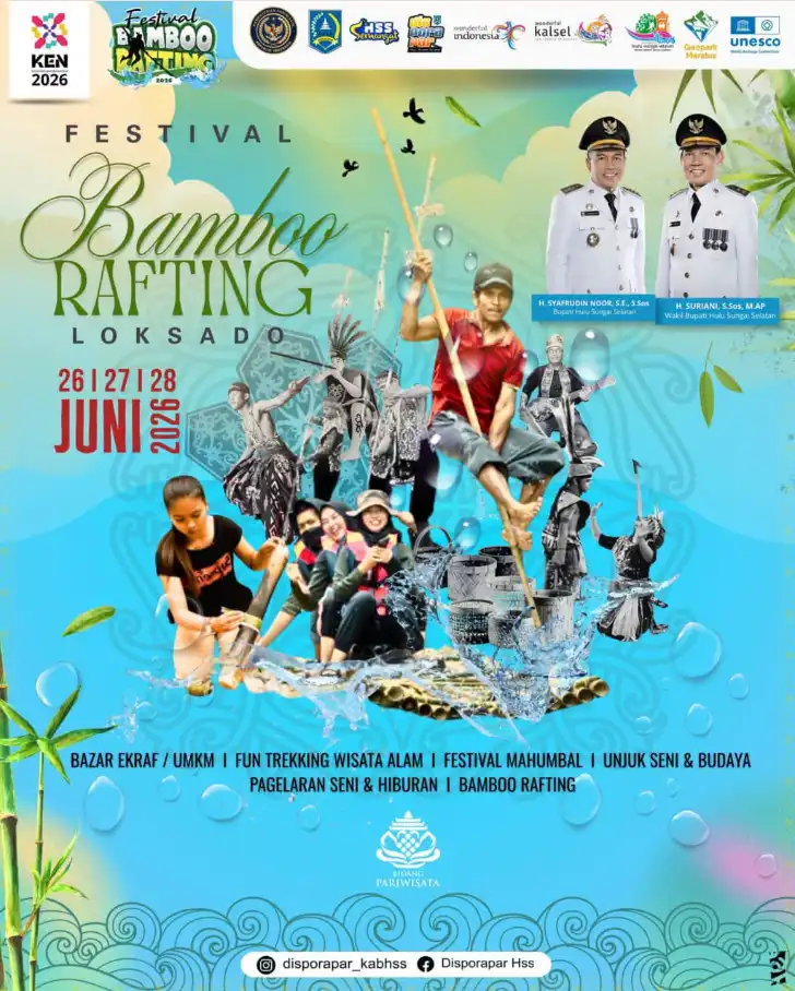Festival Bamboo Rafting Loksado 2026, Sensasi Menyusuri Sungai Amandit dengan Rakit Bambu di Pegunungan Meratus