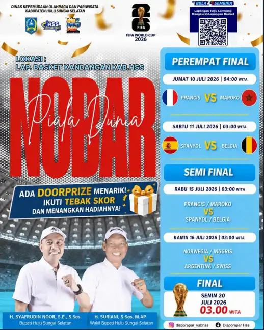Disporapar HSS Gelar Nobar Piala Dunia 2026, Siapkan Doorprize untuk Penonton