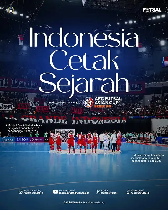 Indonesia Catat Sejarah Lolos ke Final AFC Futsal 2026 Usai Kalahkan Jepang